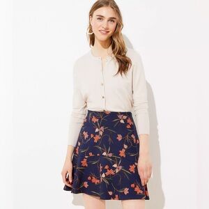 Loft Petite Floral Ponte Flippy Skirt BNWT